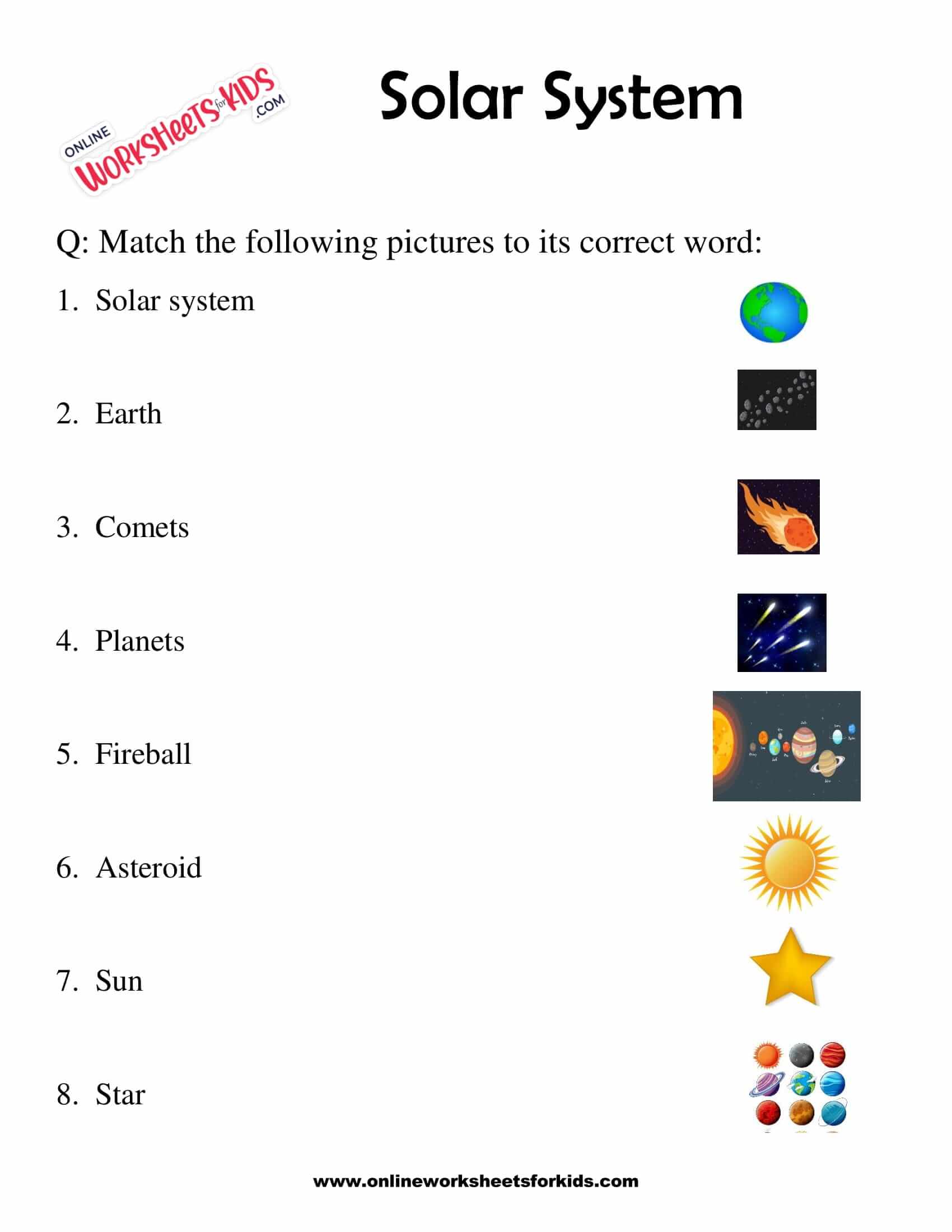 solar system printable worksheets