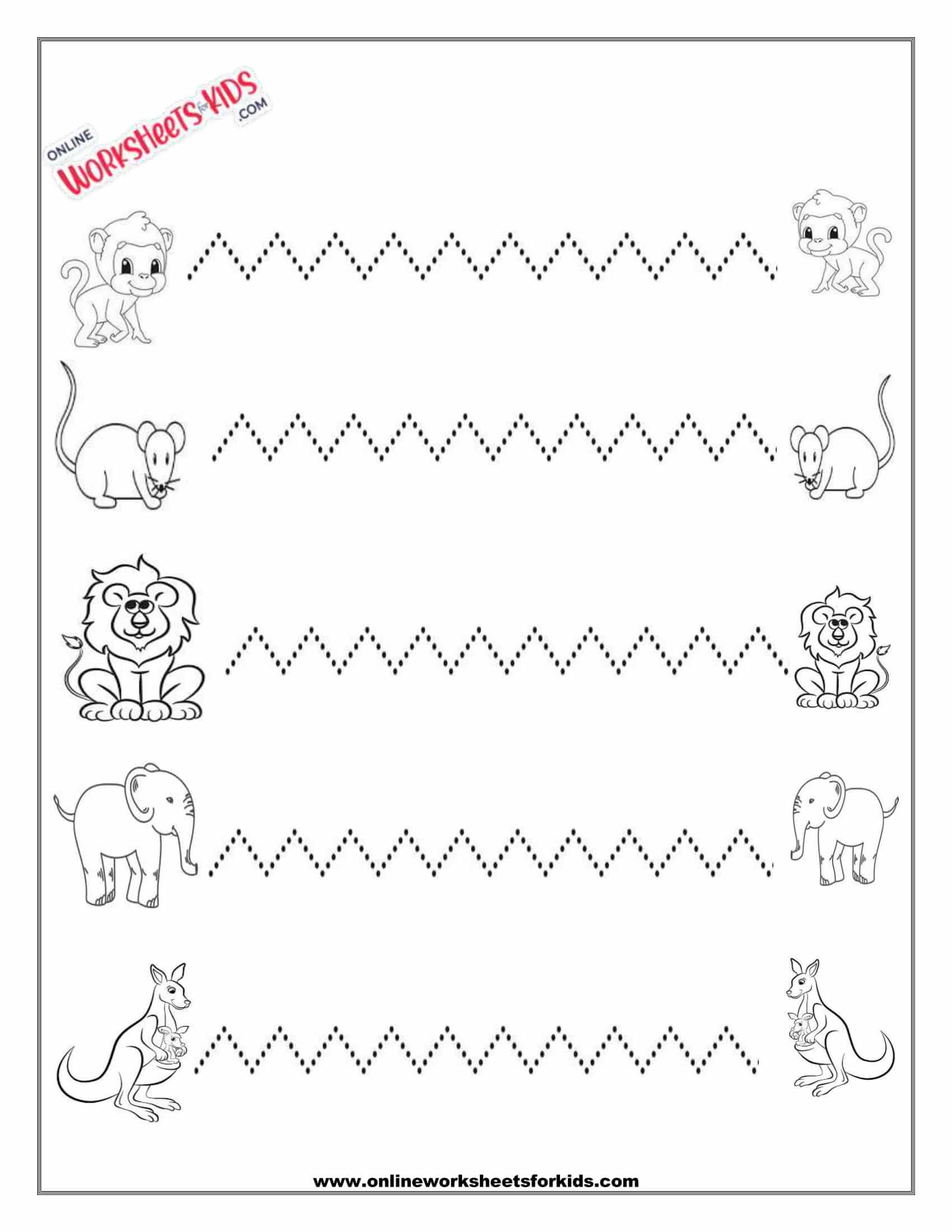 zig zag line tracing worksheet 3