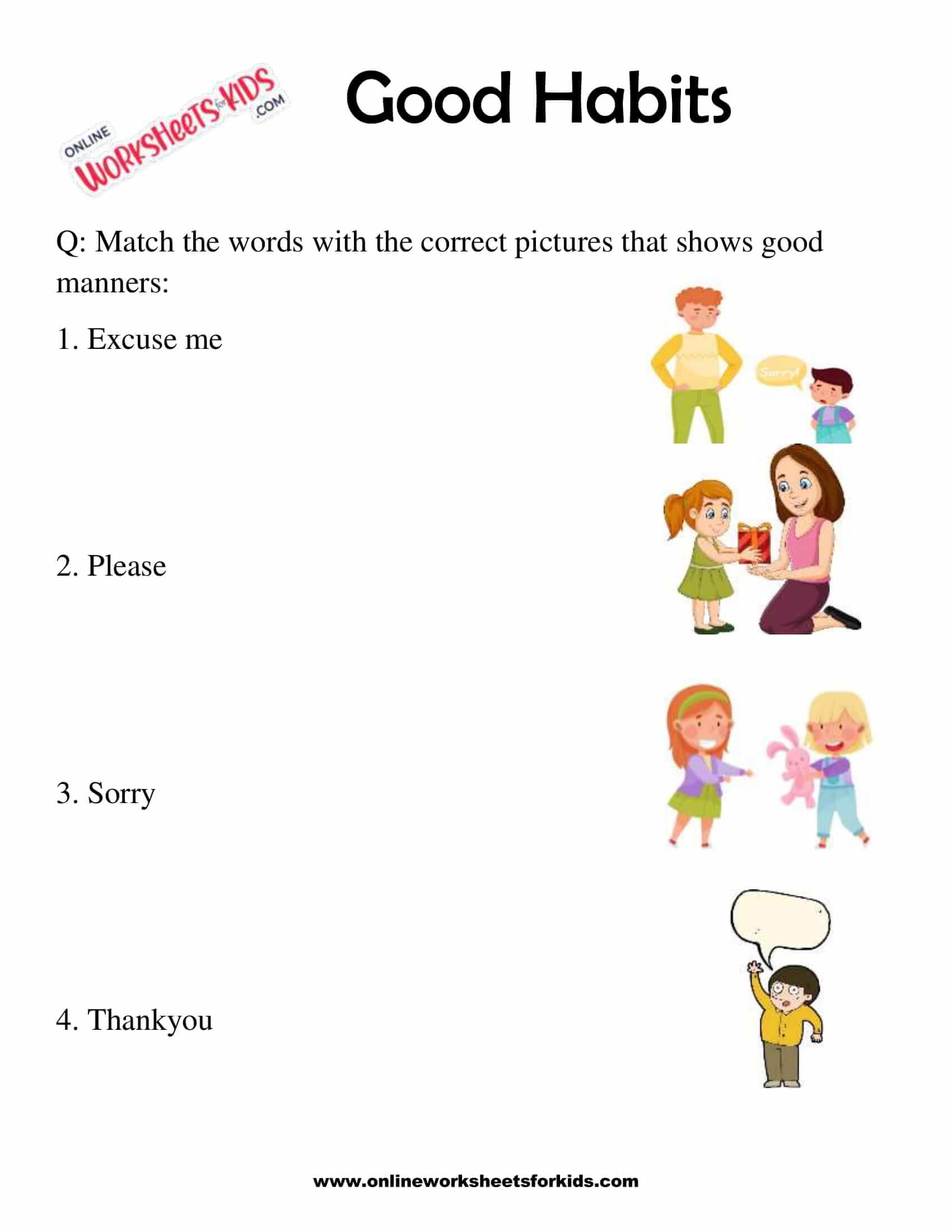 Manners For Kids Worksheets