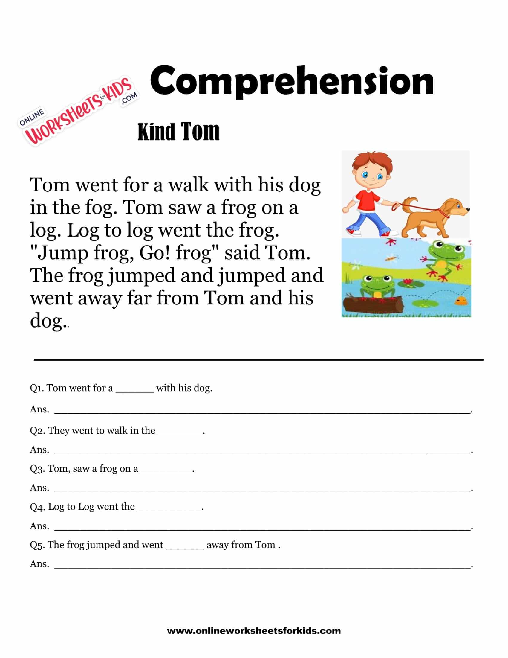 free printable comprehension worksheets for grade 1