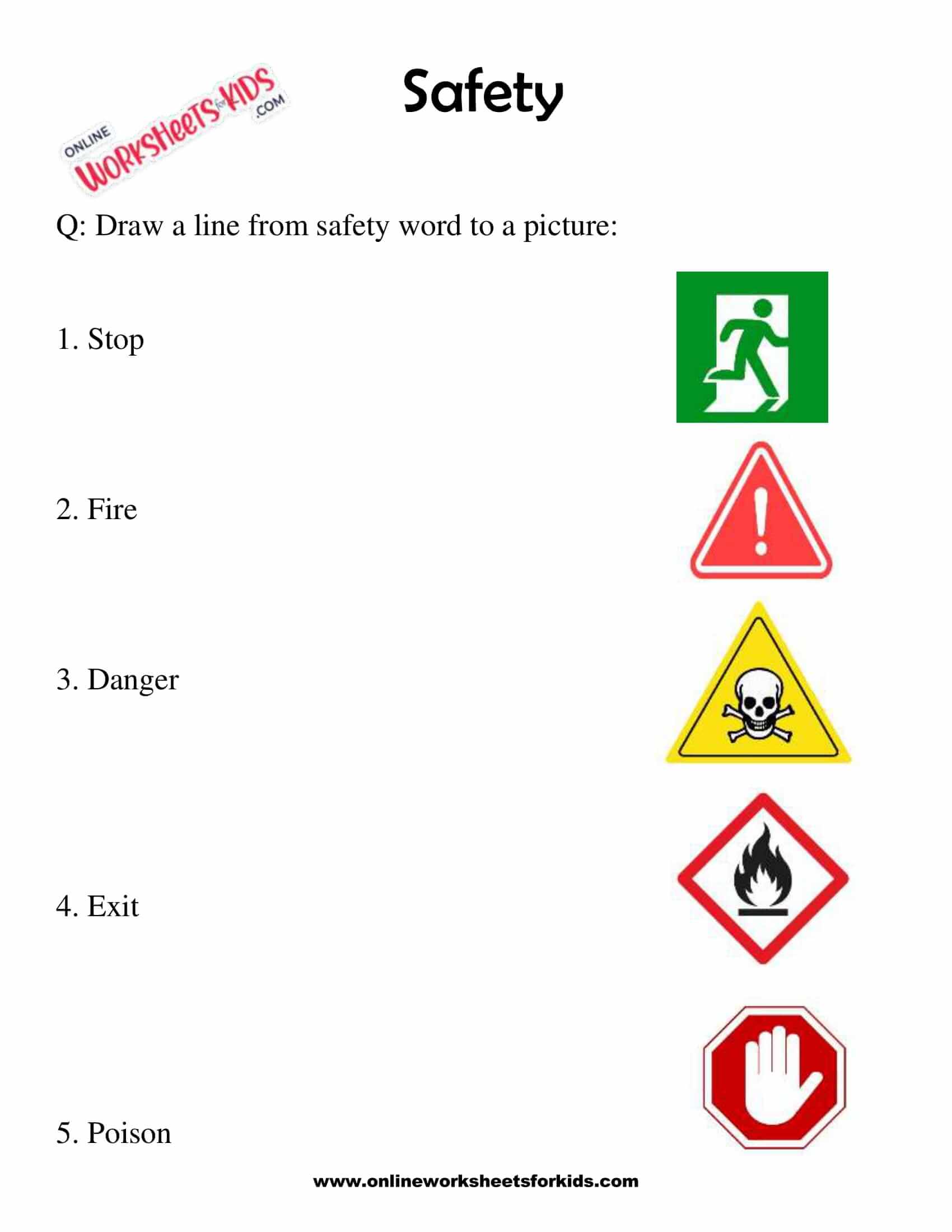 Safety Worksheets for grade 1-10