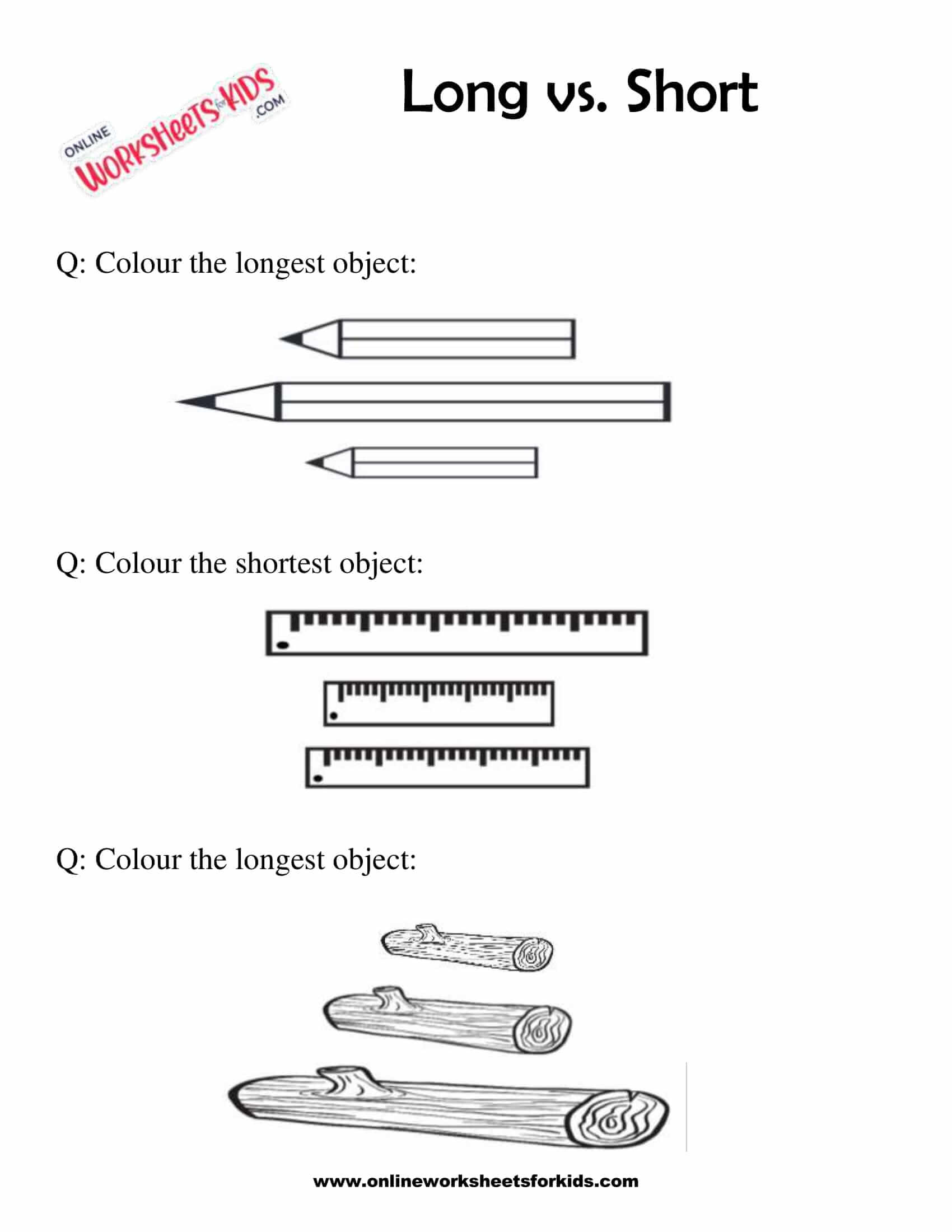 Circle The Longer Or Shorter Object 7