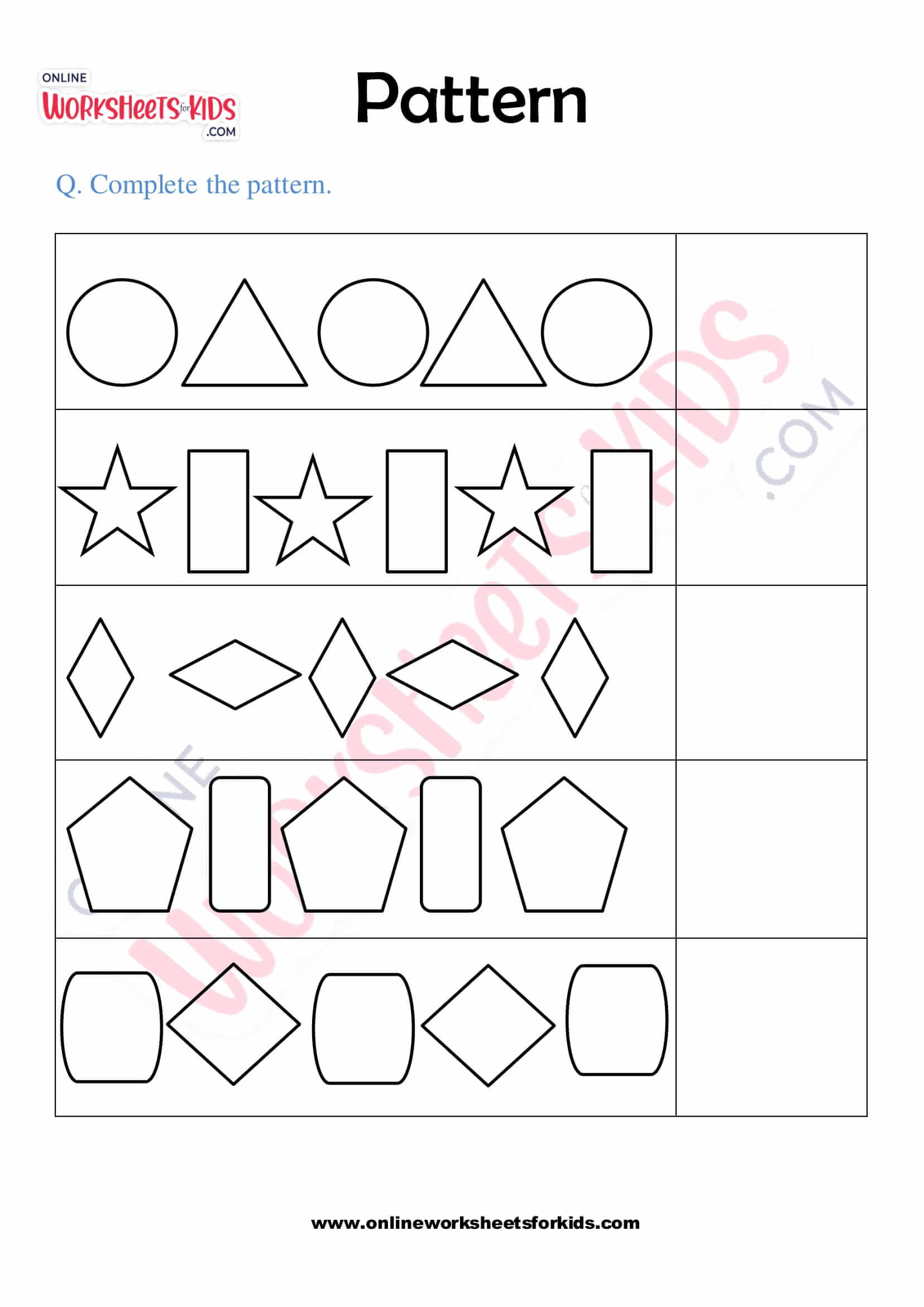 download free printable patterns worksheets for grade 2