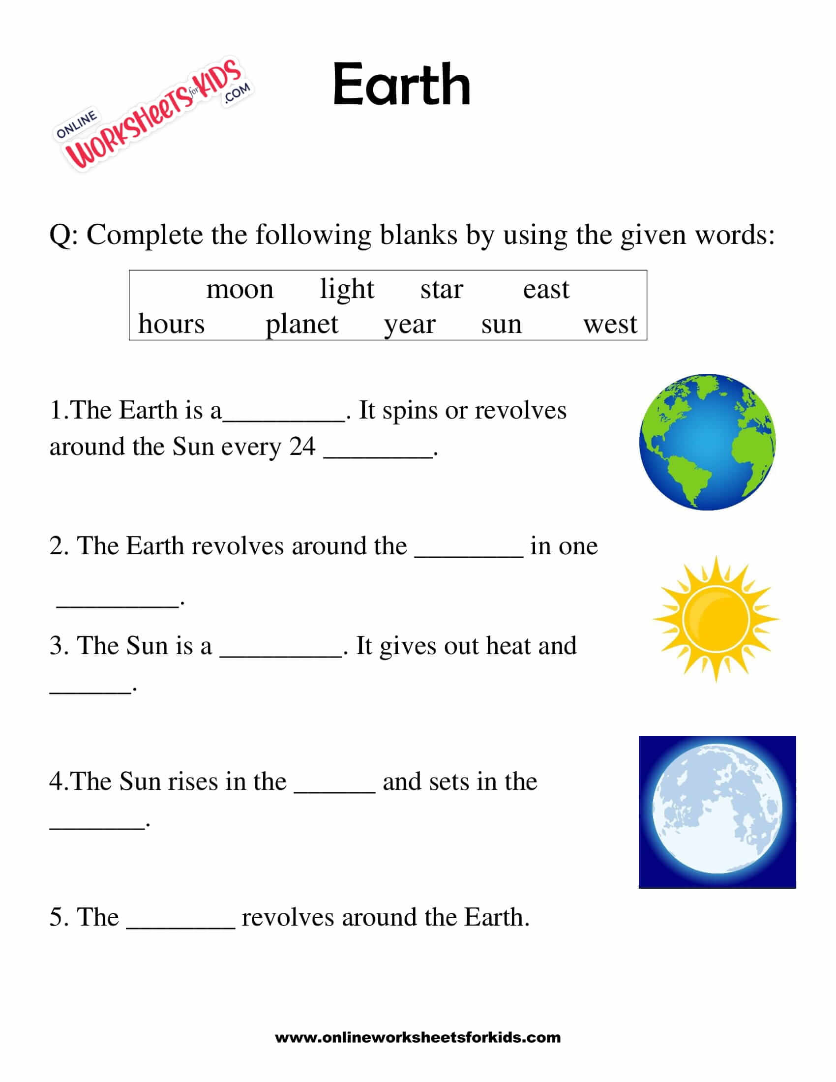 Earth Worksheets for grade 1 5