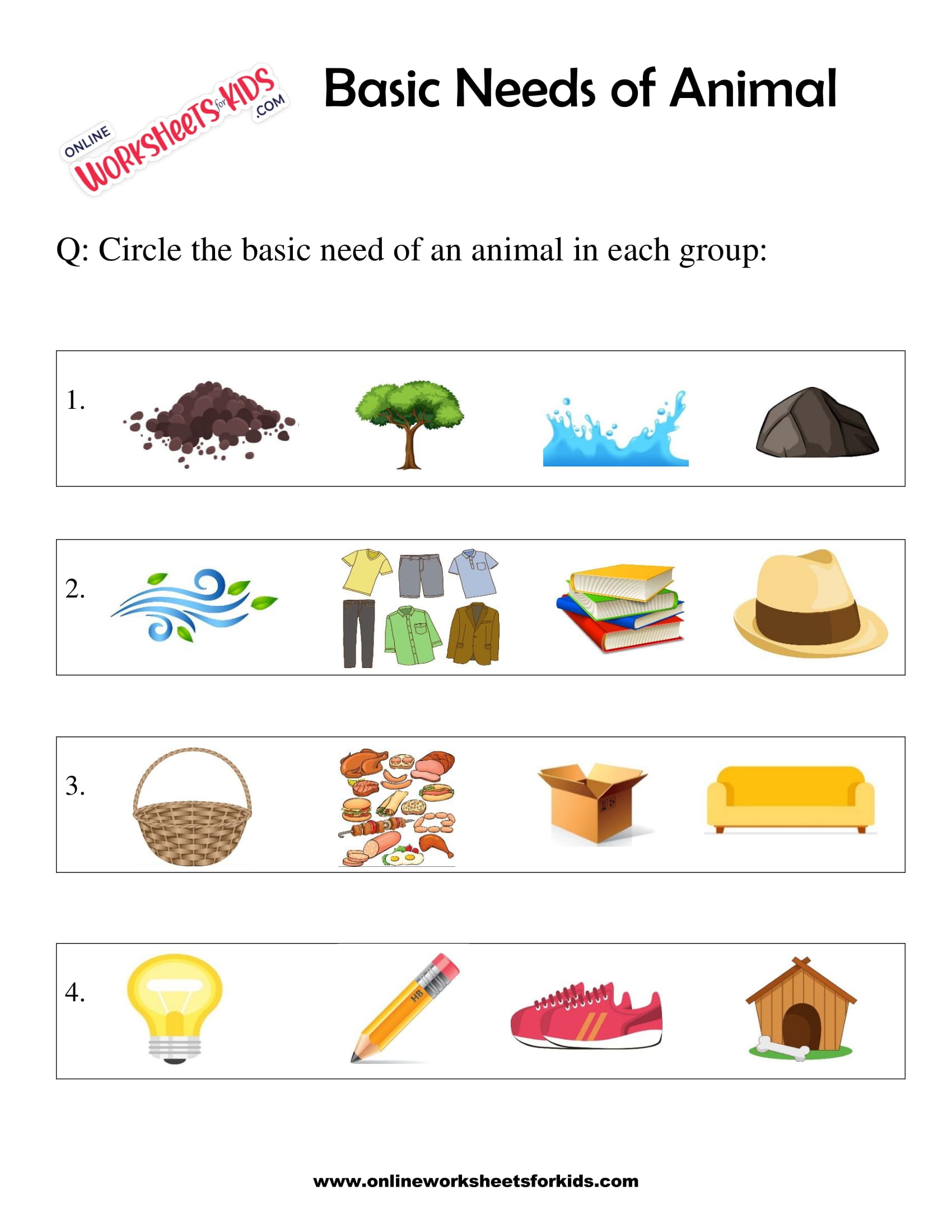 What Animals Need Worksheet Printable Templates