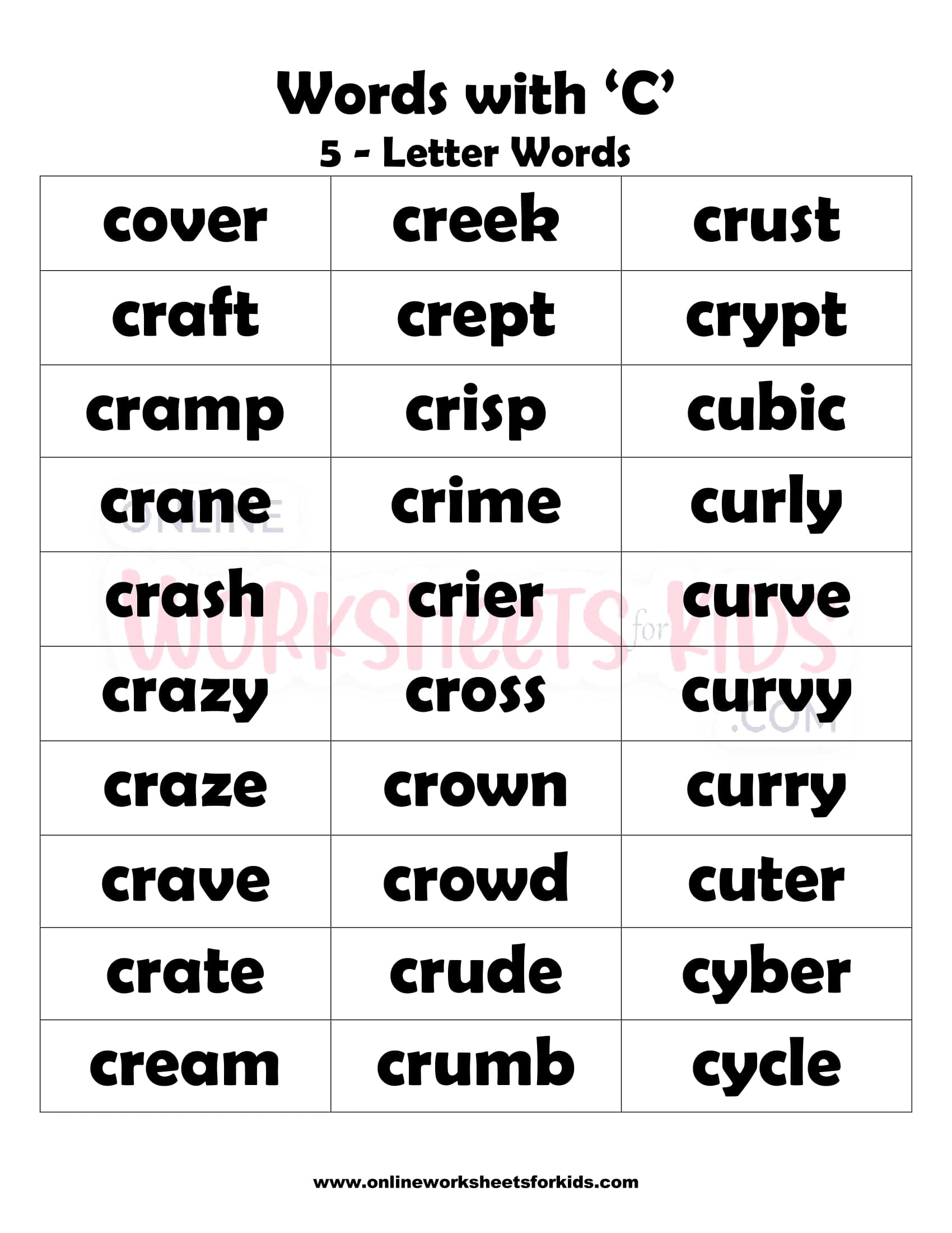 5 Letter Words That Begins With C 3