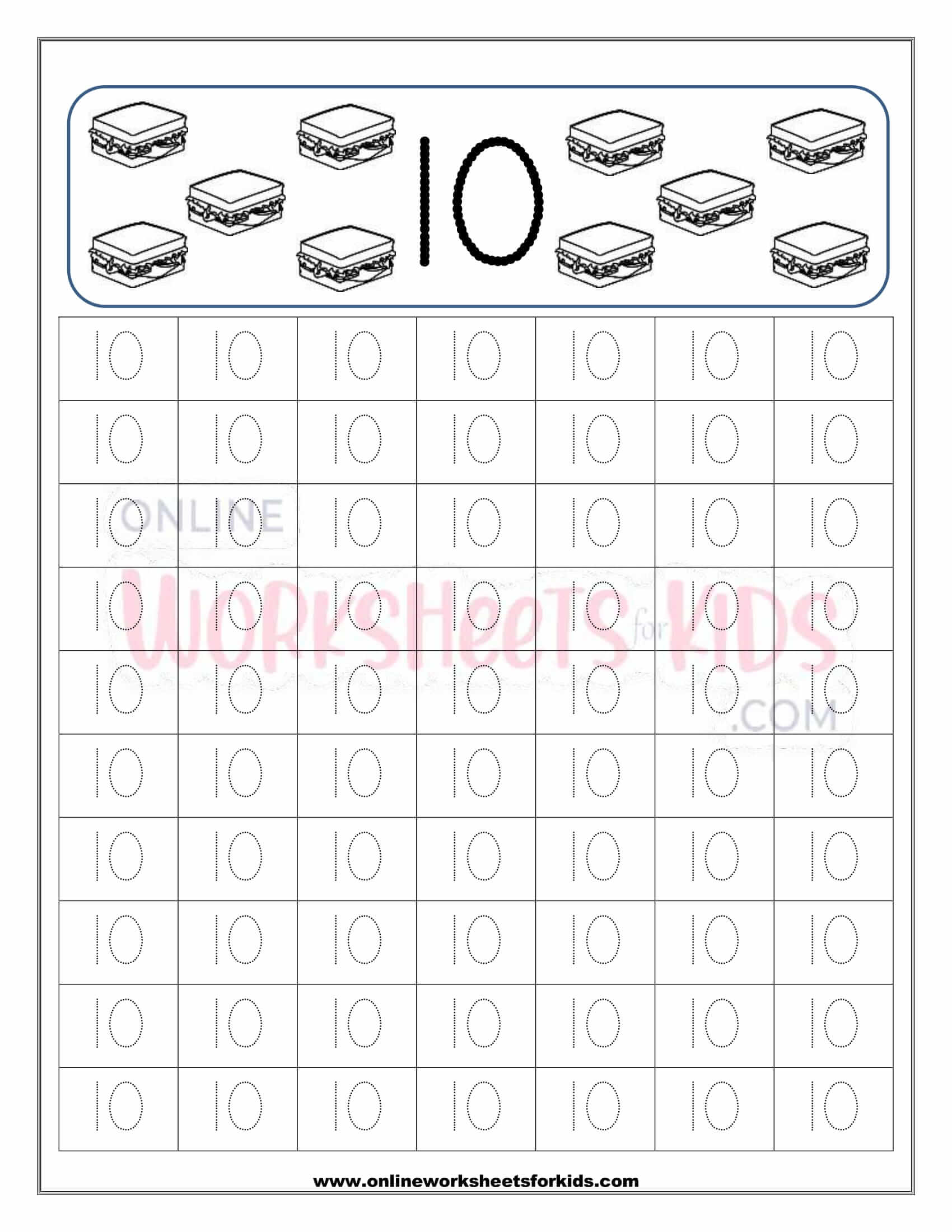 Number Tracing Worksheets For Preschool 10