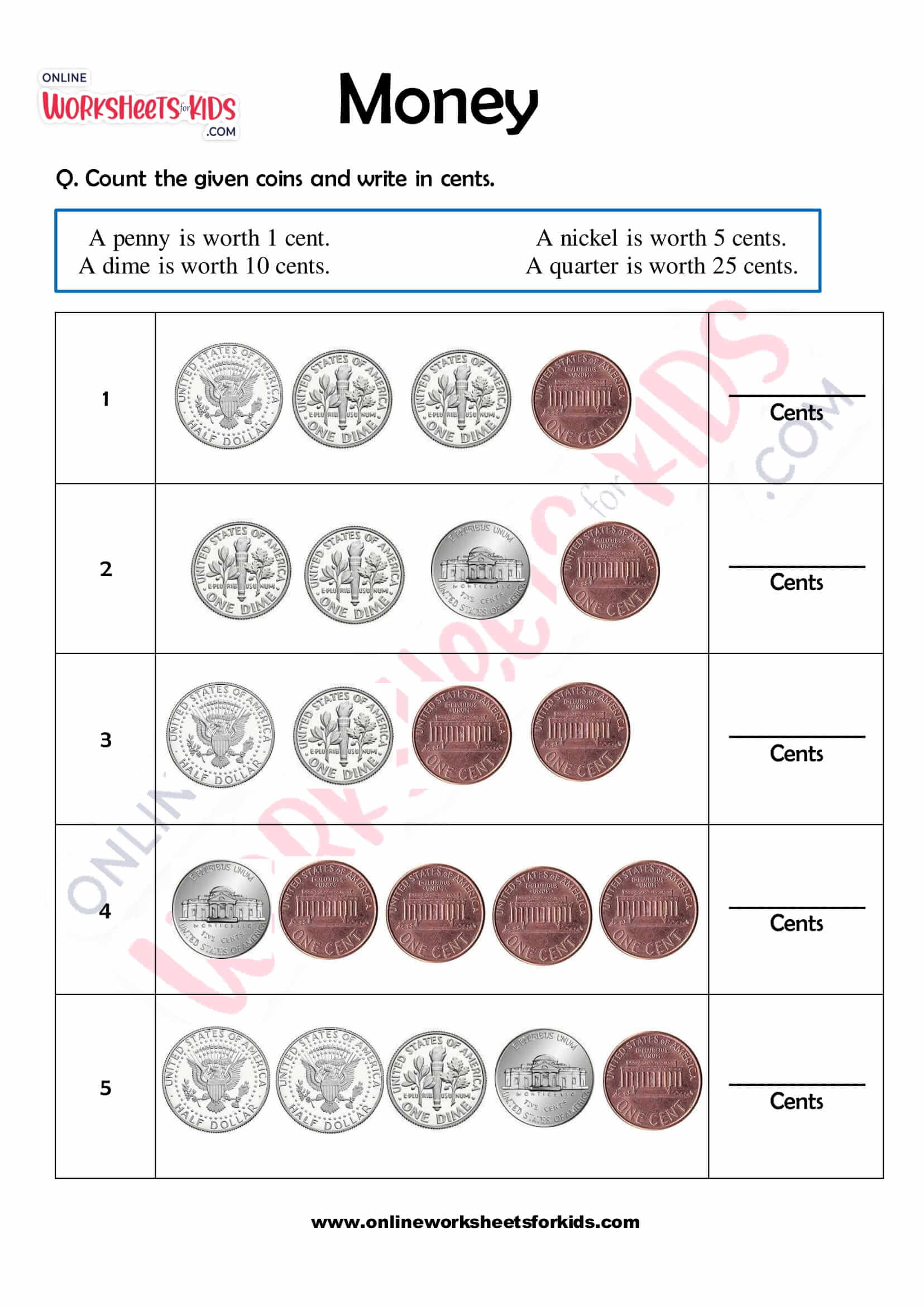 download free printable money worksheets for grade 2