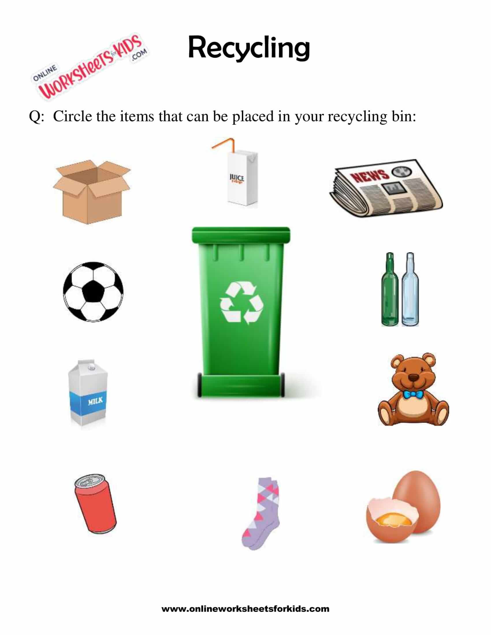 Reduce Reuse Recycle Worksheet