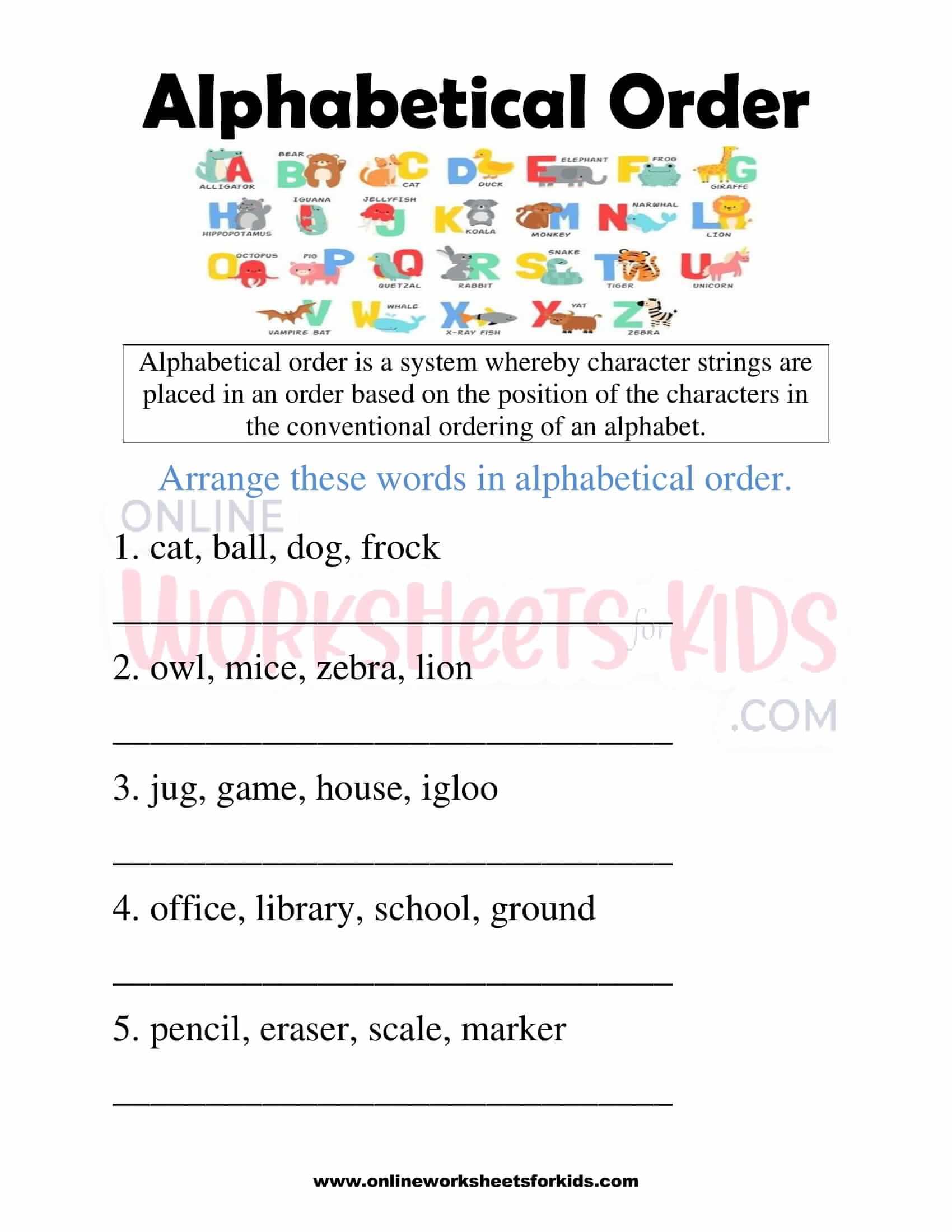 Arranging Words In Alphabetical Order