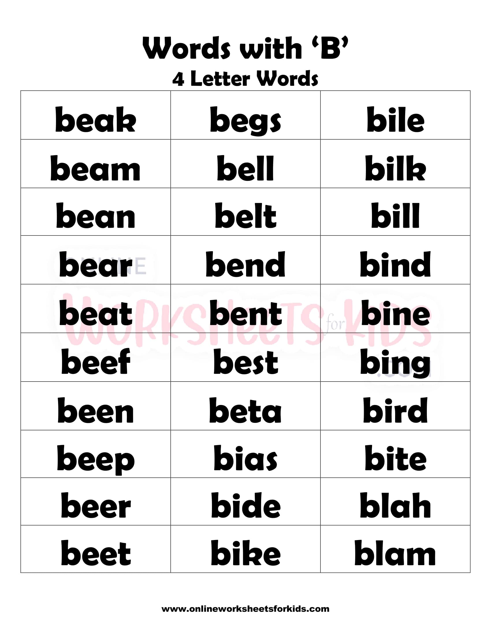 4 Letter Words That Begins With B 2