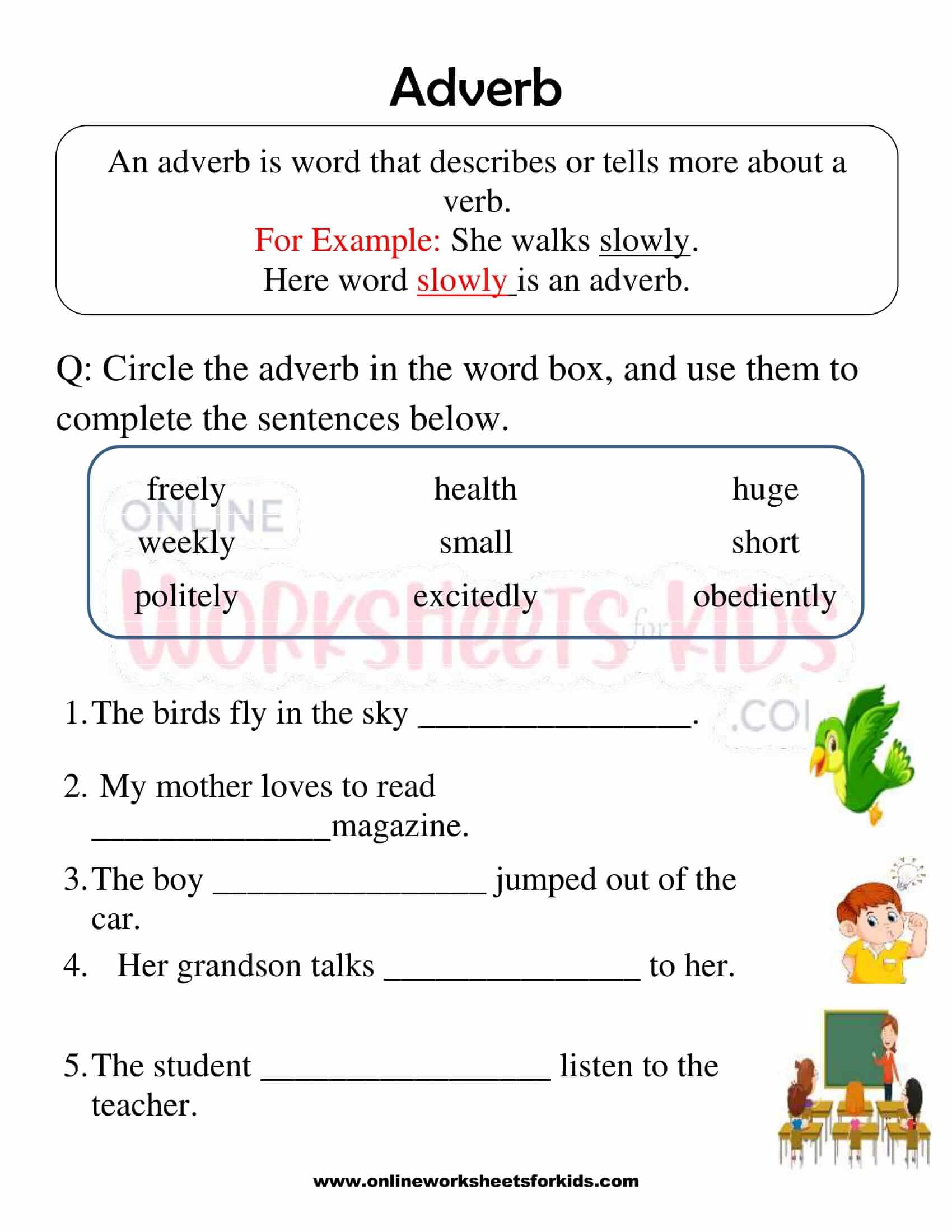 adverb worksheet for grade 1 3