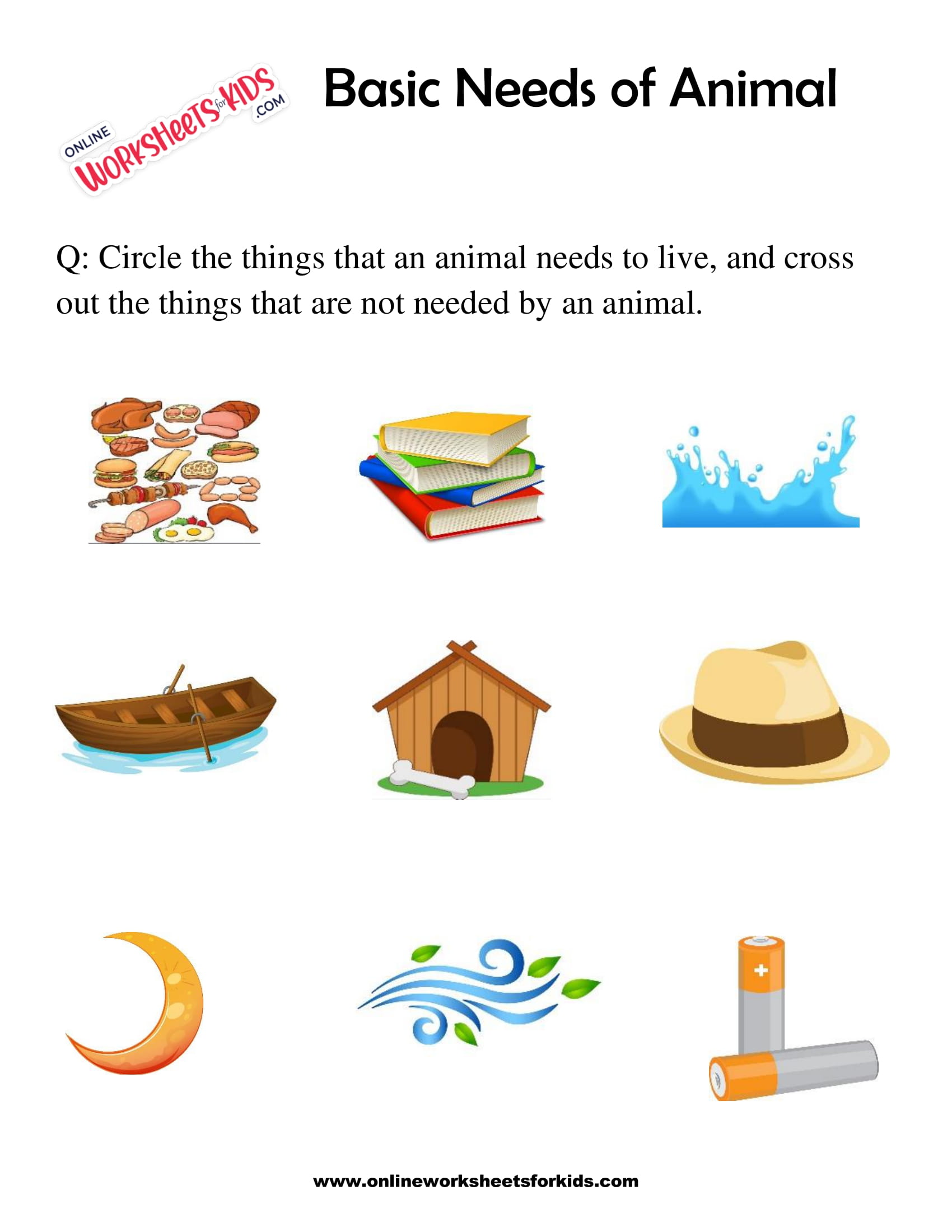 Basic Needs of Animal Worksheet for grade 1 7