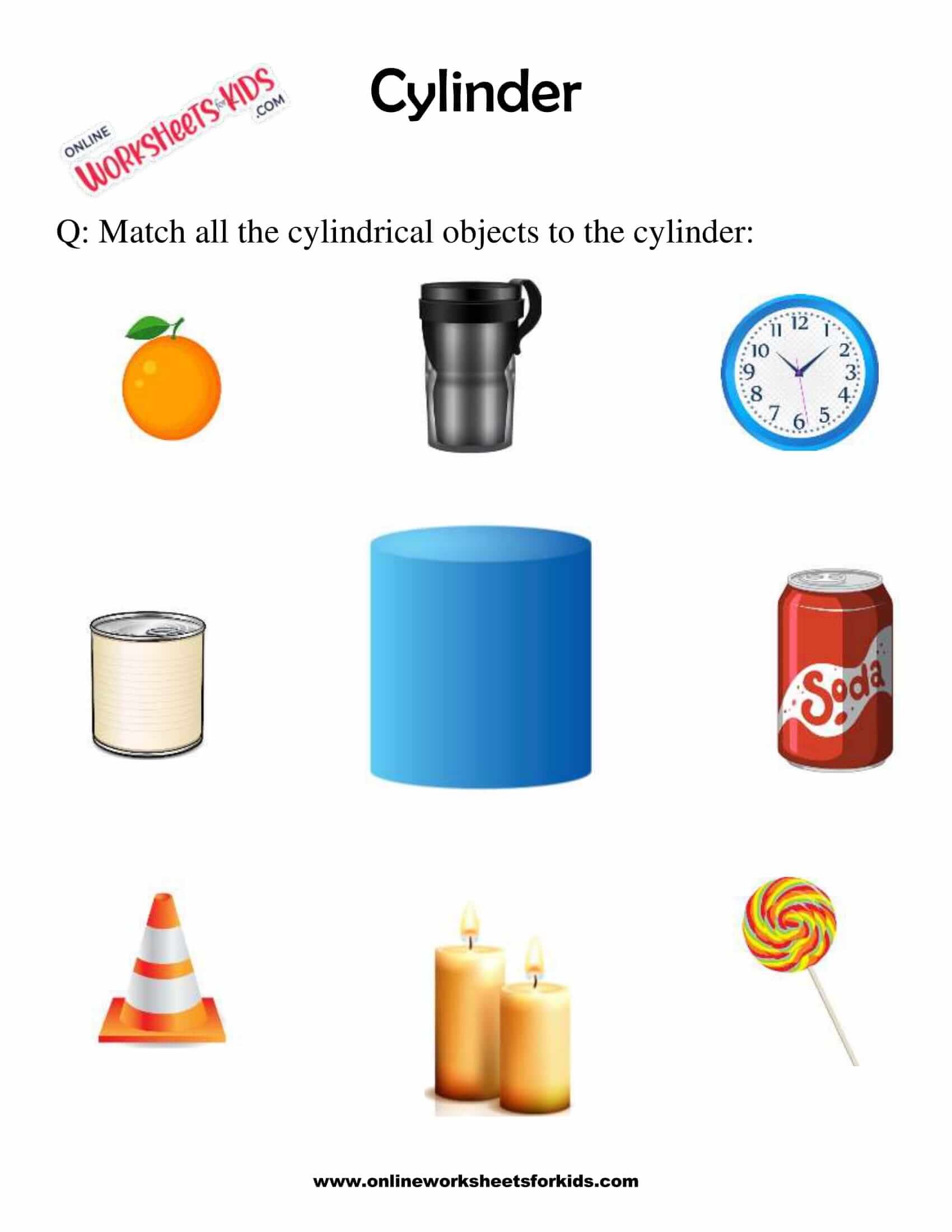 Cylinder Shape Worksheet For Grade 1 1