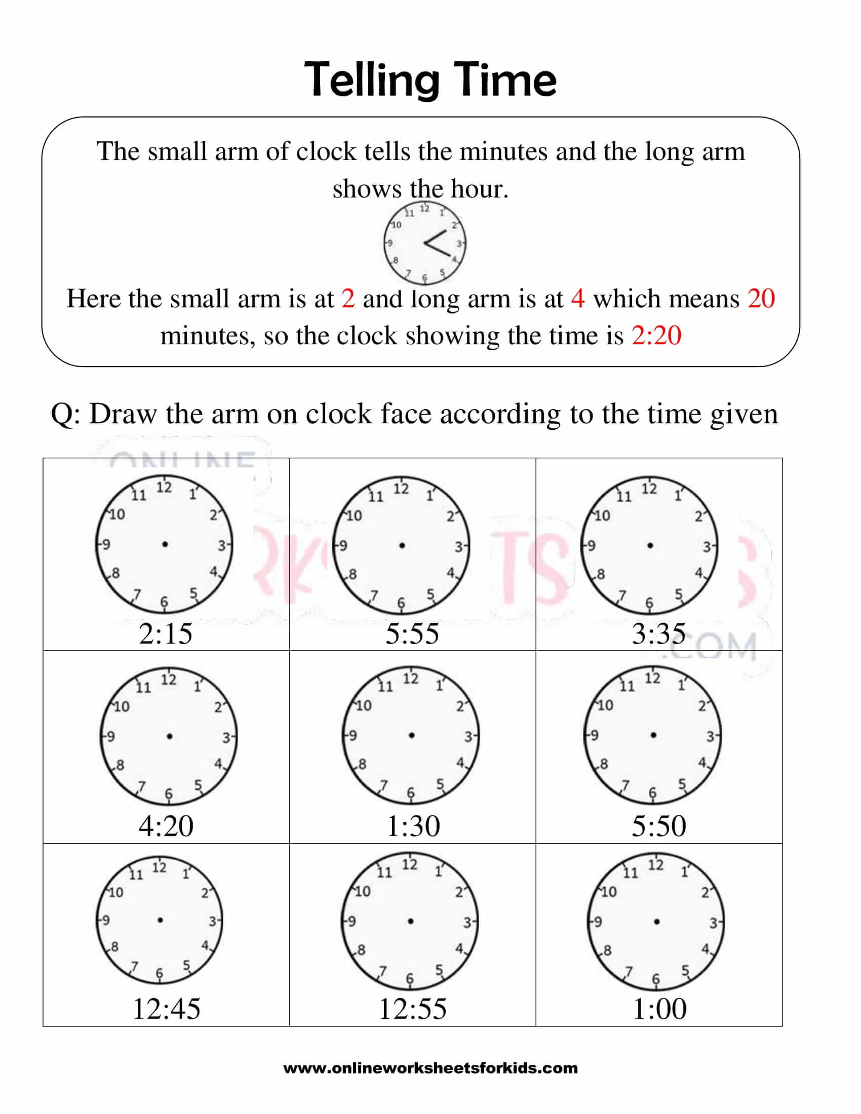 free telling time worksheets grade 1 and printable for kids