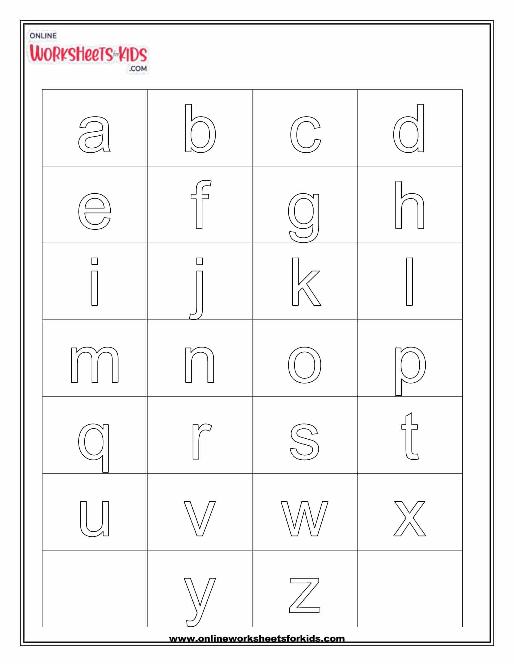 Printable Alphabet Chart Without Pictures Pdf