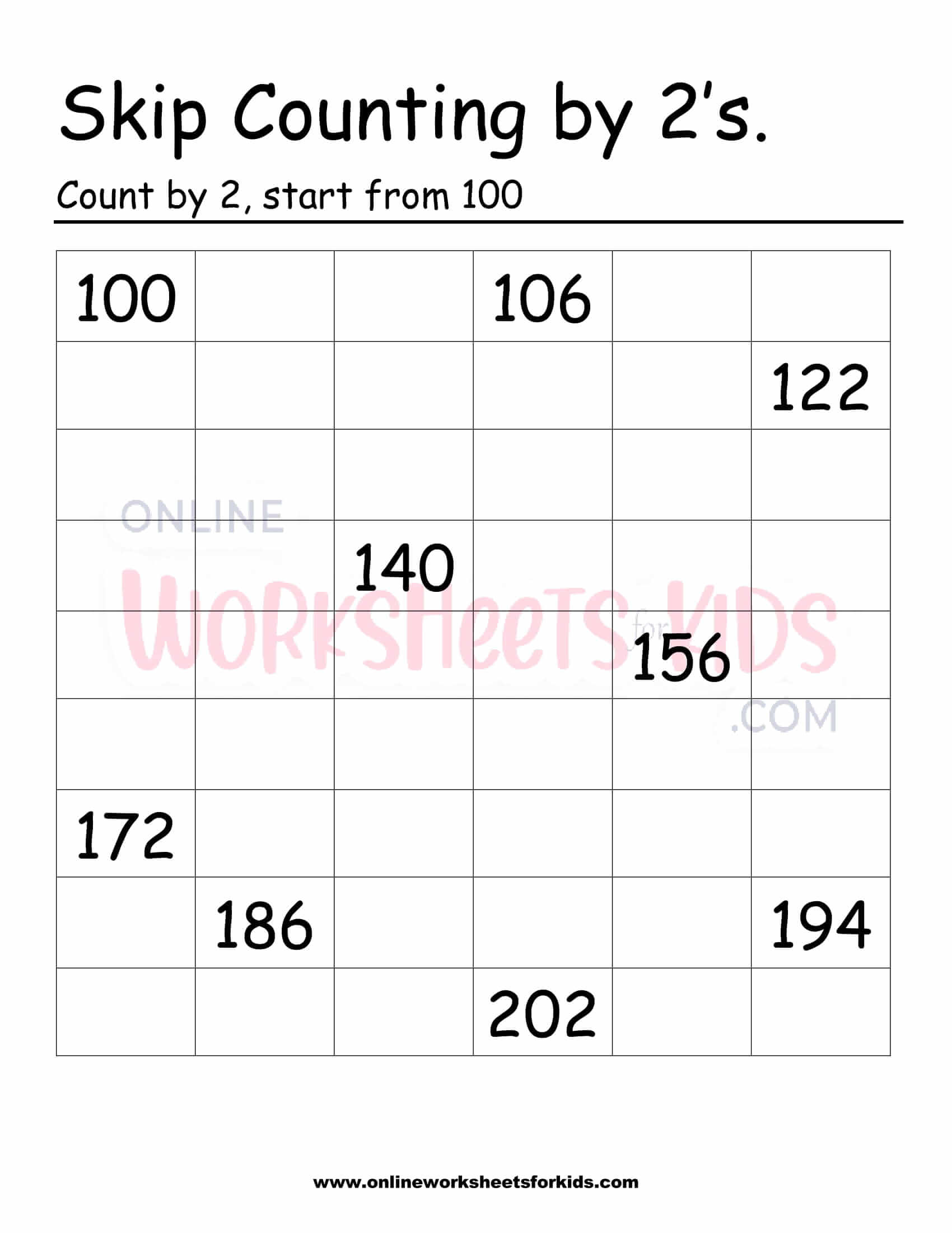 Skip Counting Worksheets 1