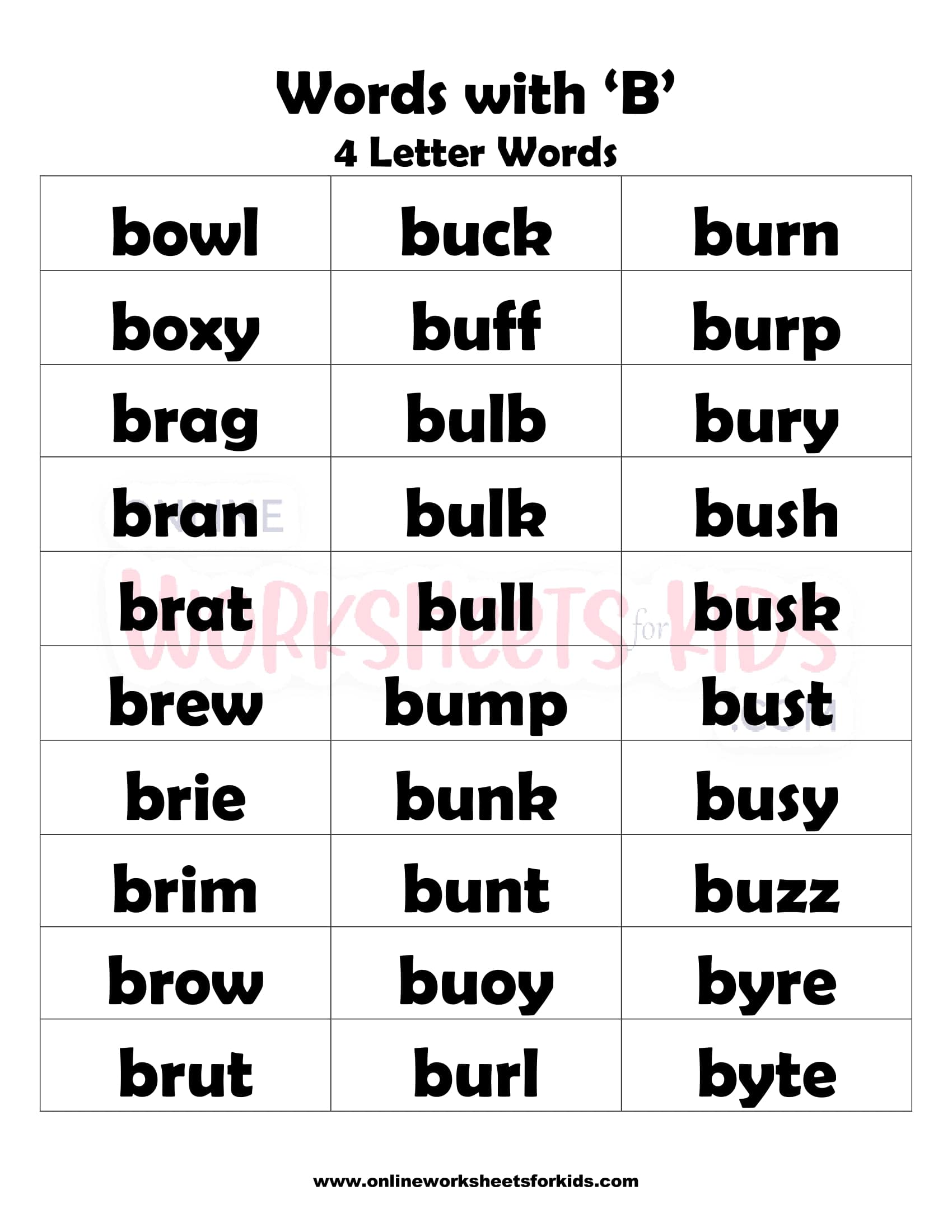 4 Letter Words That Begins With B 4