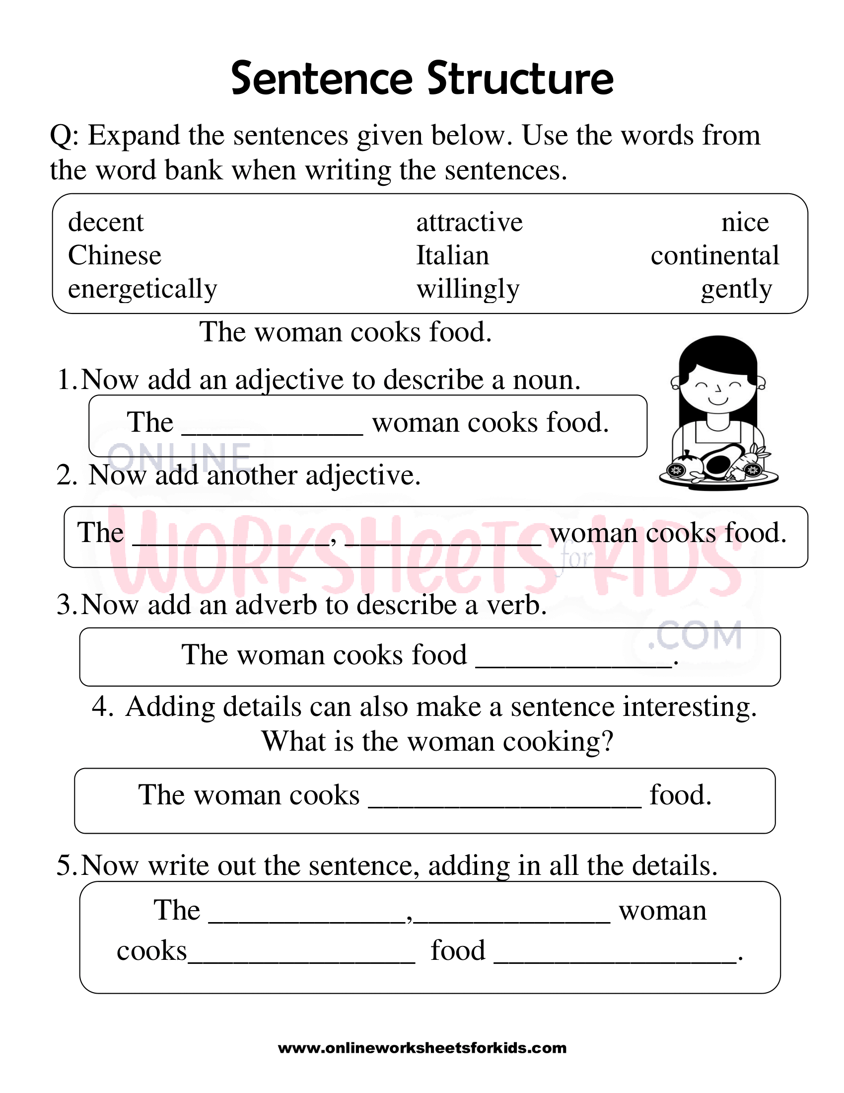 Sentence Structure Worksheets 1st Grade 10, 58 OFF