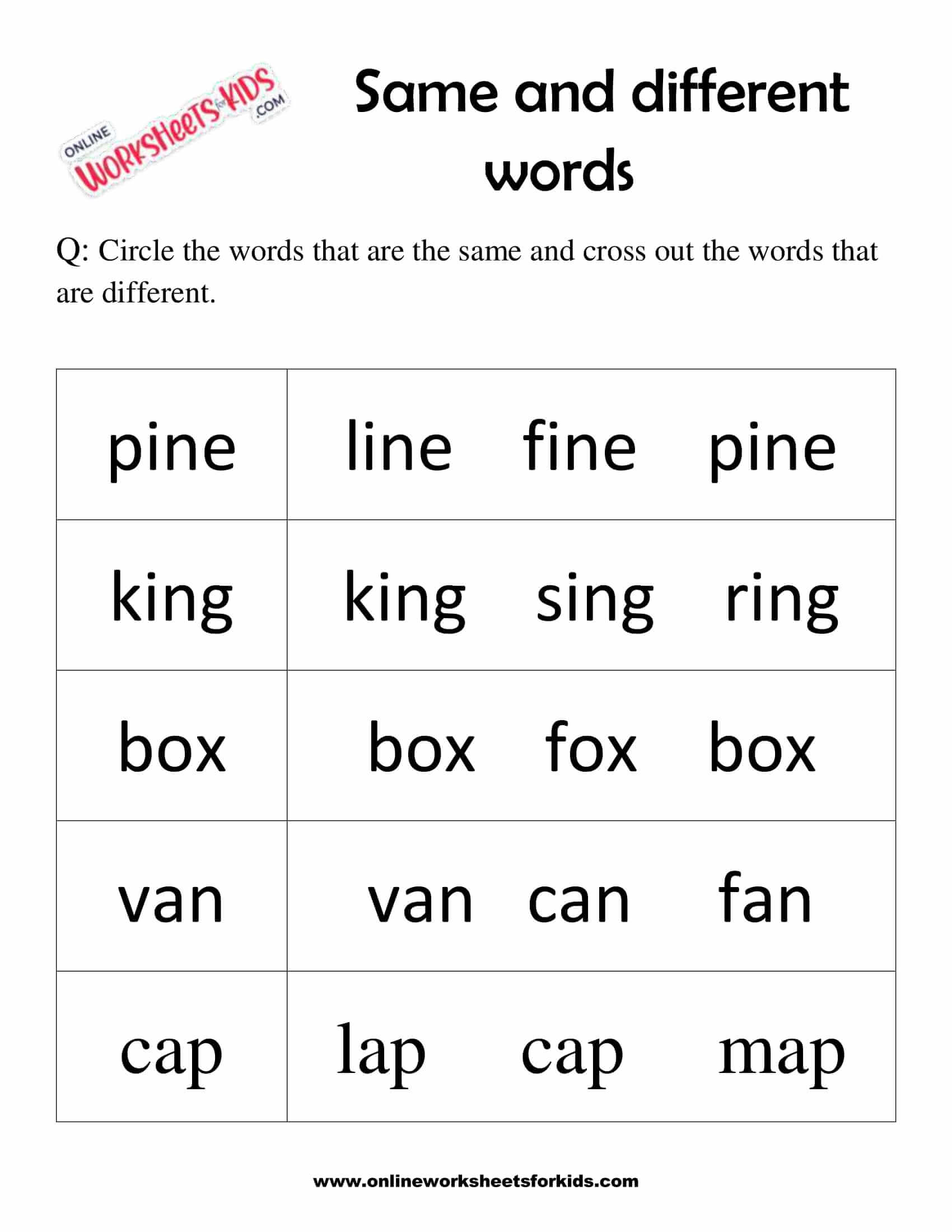 Circle The Words That Are The Same 4