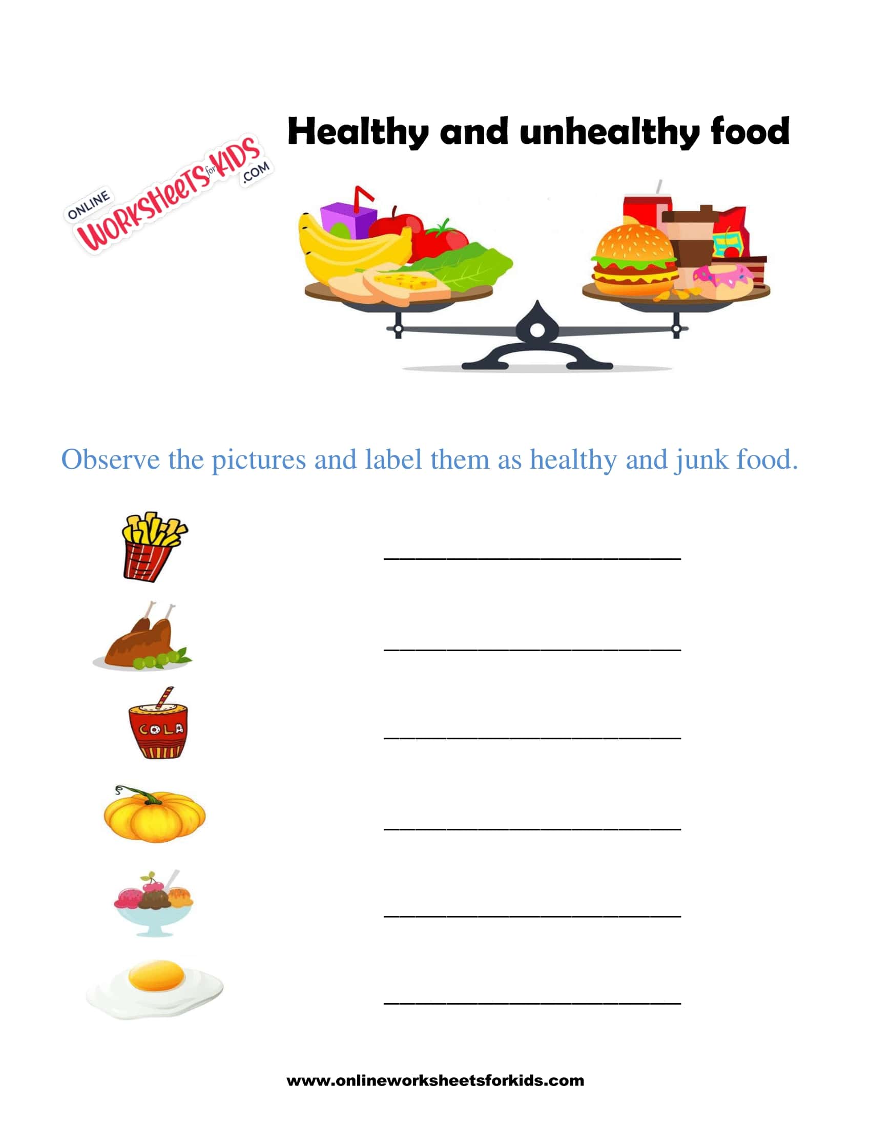 healthy and unhealthy foods for kids