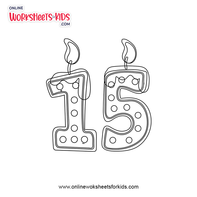 Printable Number 15 Coloring Pages