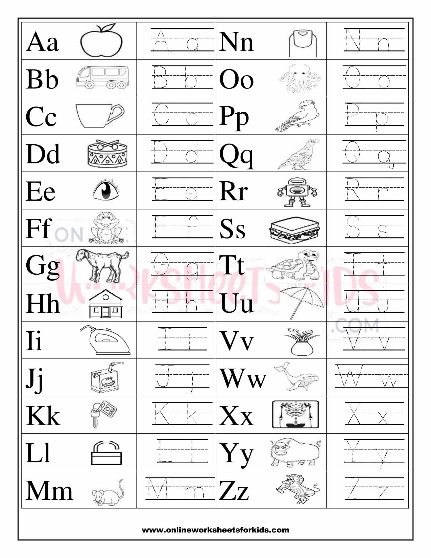 Uppercase And Lowercase Tracing Worksheets