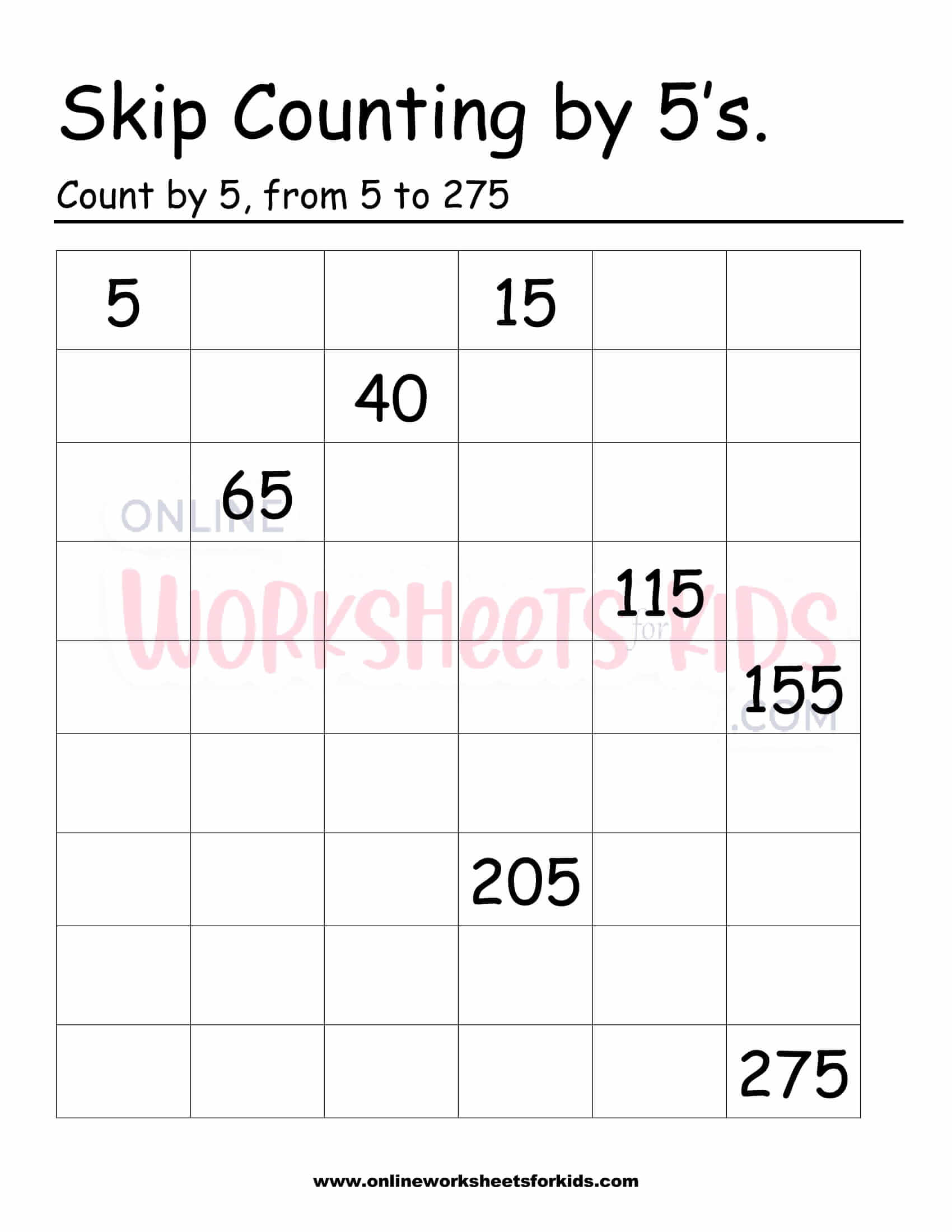 Skip Counting Worksheets 4