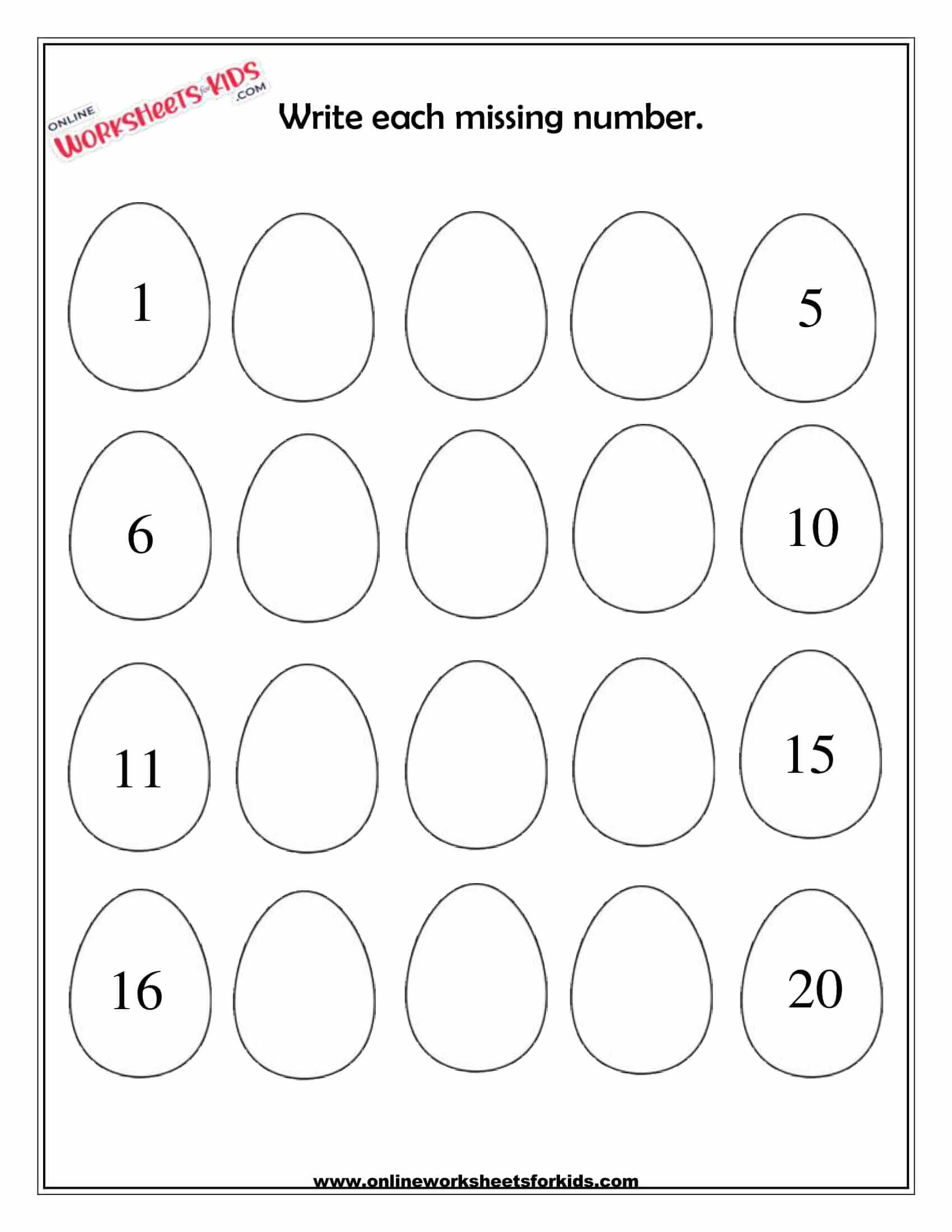 download free printable missing number worksheets 1 20