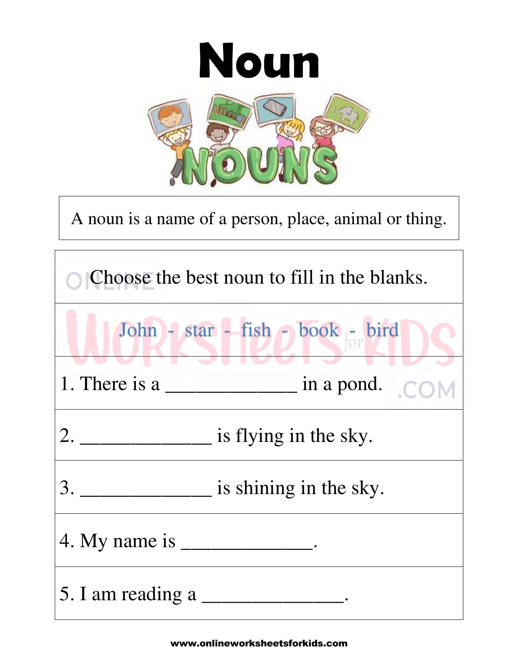 free printable noun worksheets for grade 1
