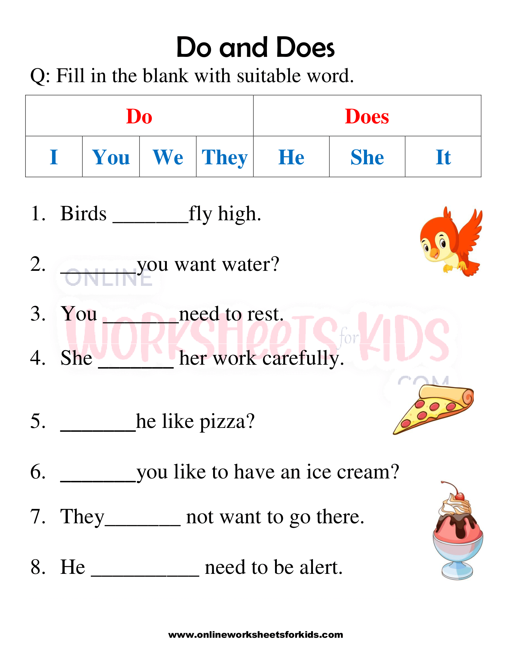 Do And Does Worksheets For Grade 1 6