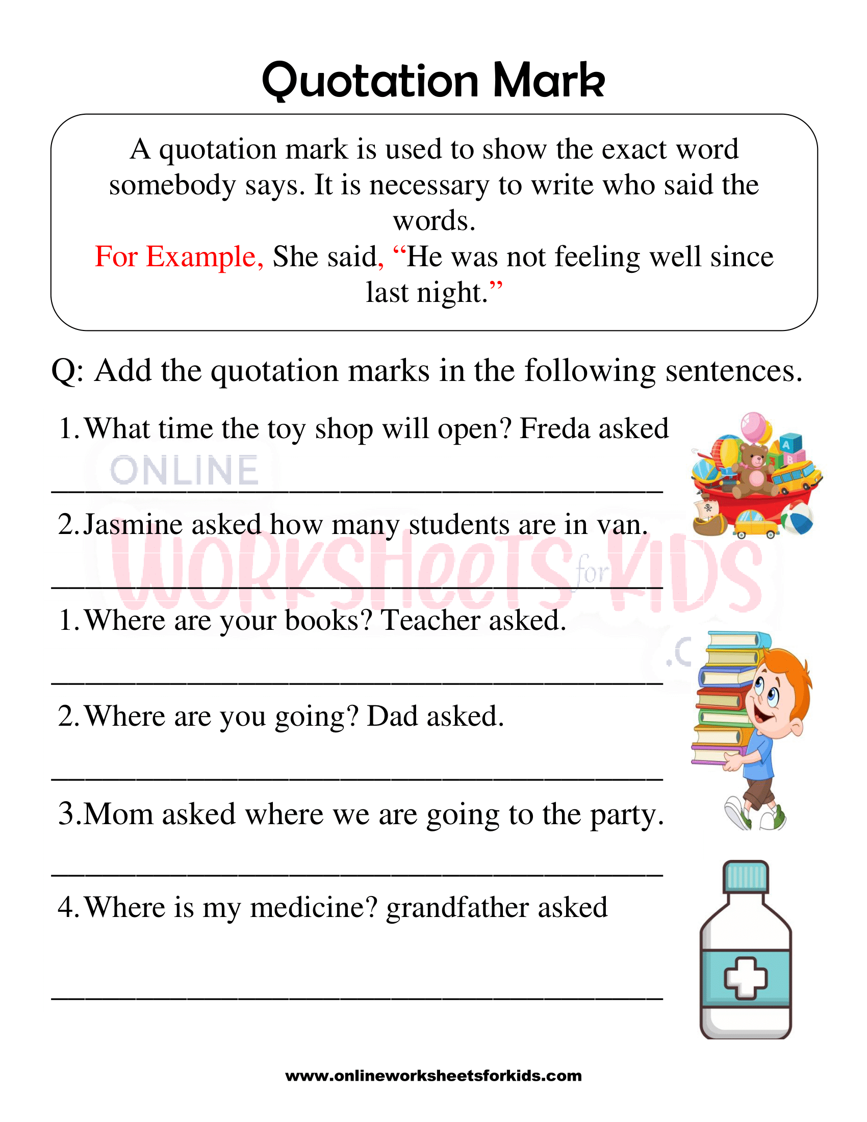 free printable quotation marks worksheets 1st grade